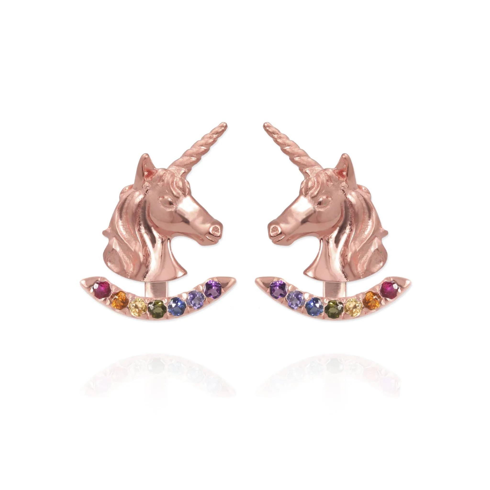 Unicorn Earrings with Rainbow Ear Jackets