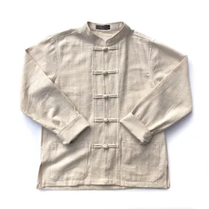 Unisex Fairtrade Ribbed Cotton Mandarin Jacket / Shirt Beige