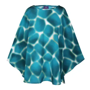 Zirafa Giraffa Teal Poncho Italian Silk